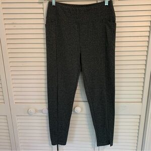 Soft Surroundings Gray Herringbone Leggings Womens S Pull-On Pockets 26" Inseam